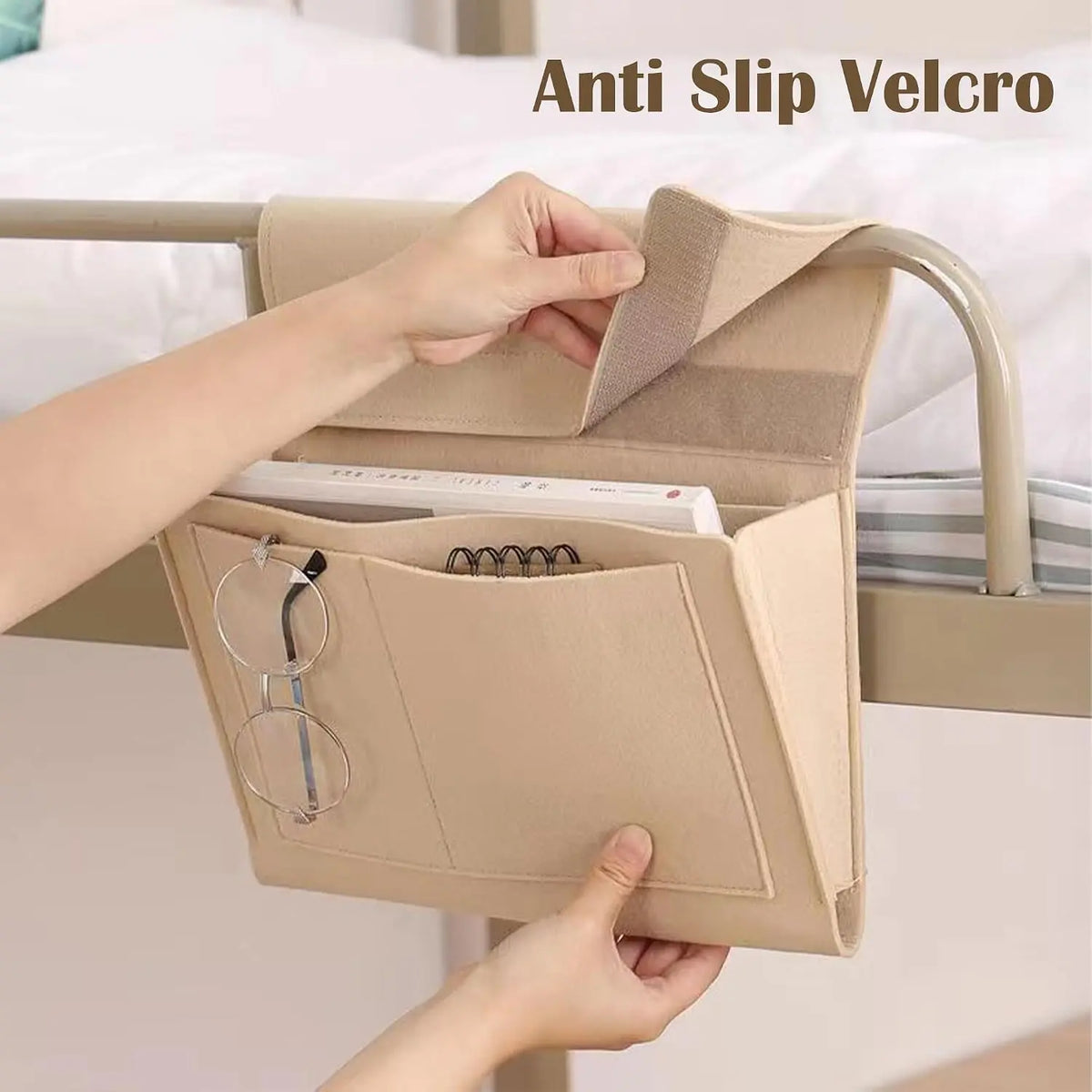 Bedside Storage Caddy with Five Pockets for Dorm Bedroom and Sofa Organization