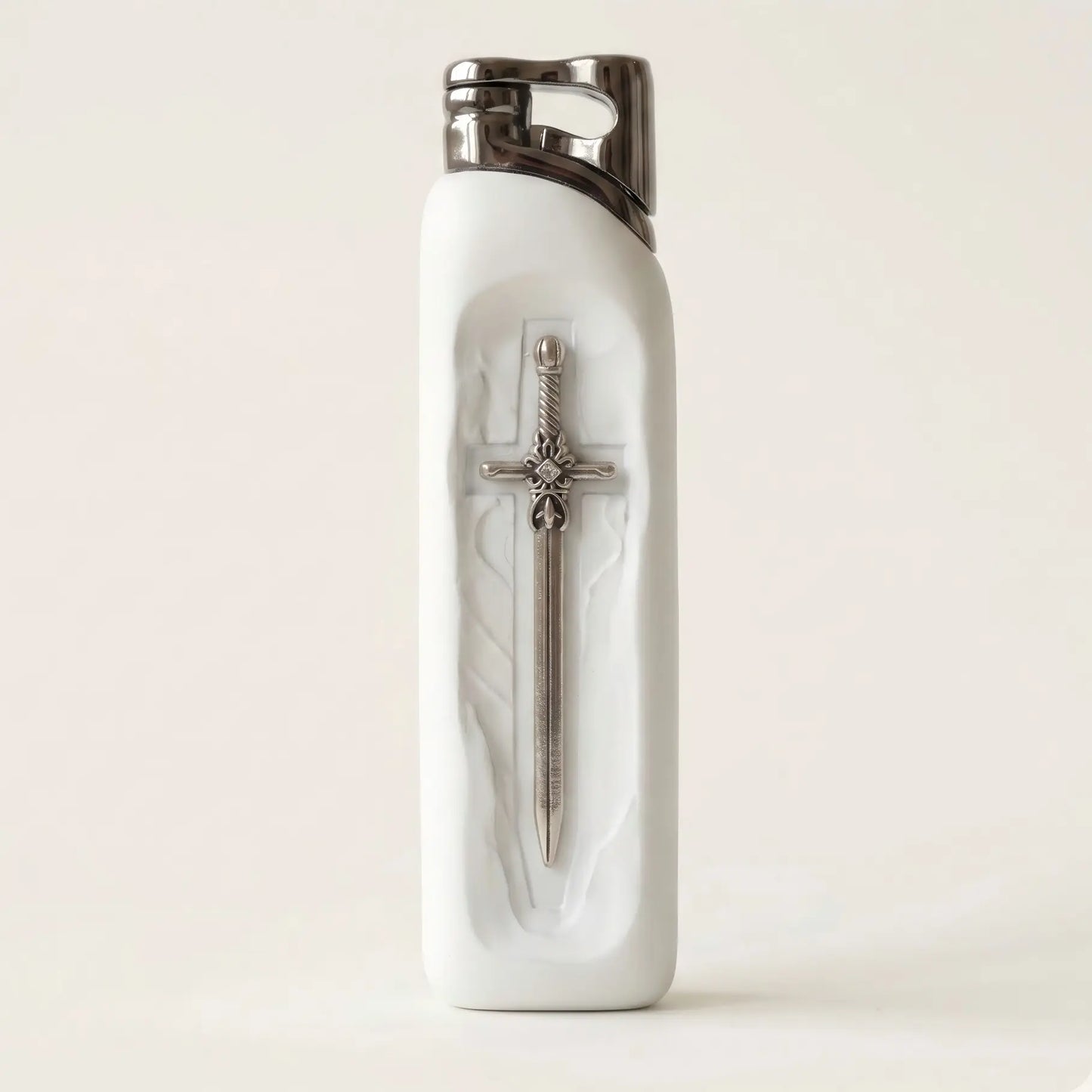 Refillable Butane Lighter with Vintage Sword Embossed Design