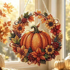 Halloween Cat Pumpkin Diamond Painting Suncatcher Ornament DIY Hanging Decor Kit