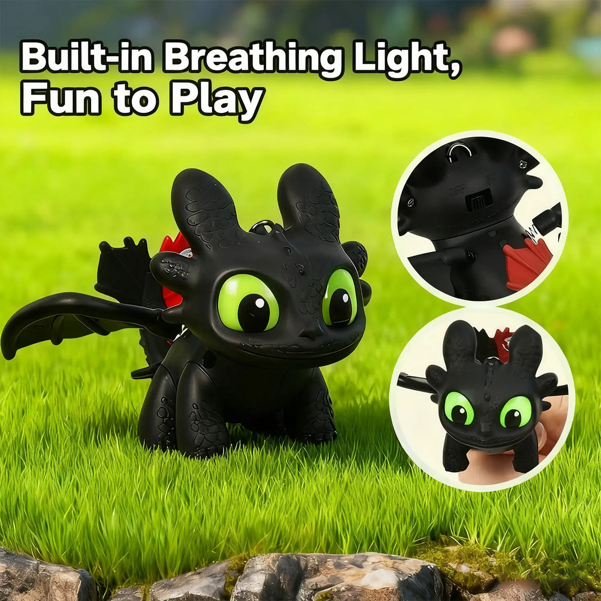 Glow In Dark Mini Dragon Keychain with Moving Wings for Bag Charms