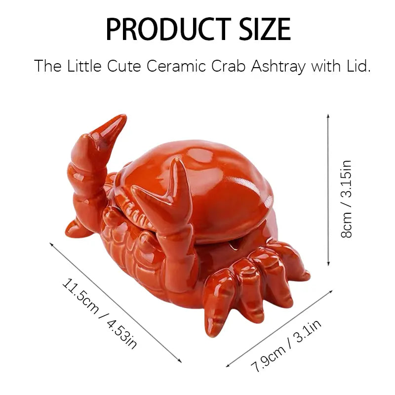 Cendrier Crabe en Céramique avec Couvercle – Cendrier de Plage Anti-Vent