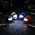 Mini LED Helmet Keychain with Light-Up Visor, Motorcycle Bag Charm & Backpack Pendant Gift for Riders