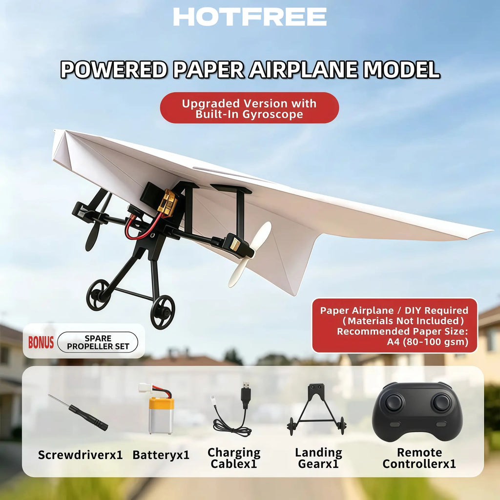 SkyCraft RC Paper Airplane Kit with Gyro Stabilizer and Remote Control