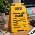 Funny Office A-Frame Sign “Answer Desk Rates” – Humorous Work Desk Decor Plaque, Meme Business Price List Prop, Viral Office Gag Gift