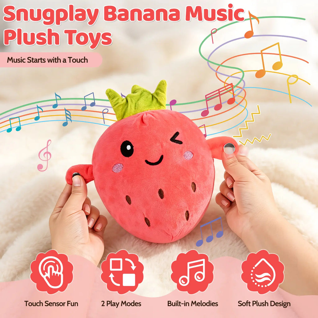 Interactive Music Plush Toy Set: Banana Strawberry Carrot Prank Gift for Kids Adults