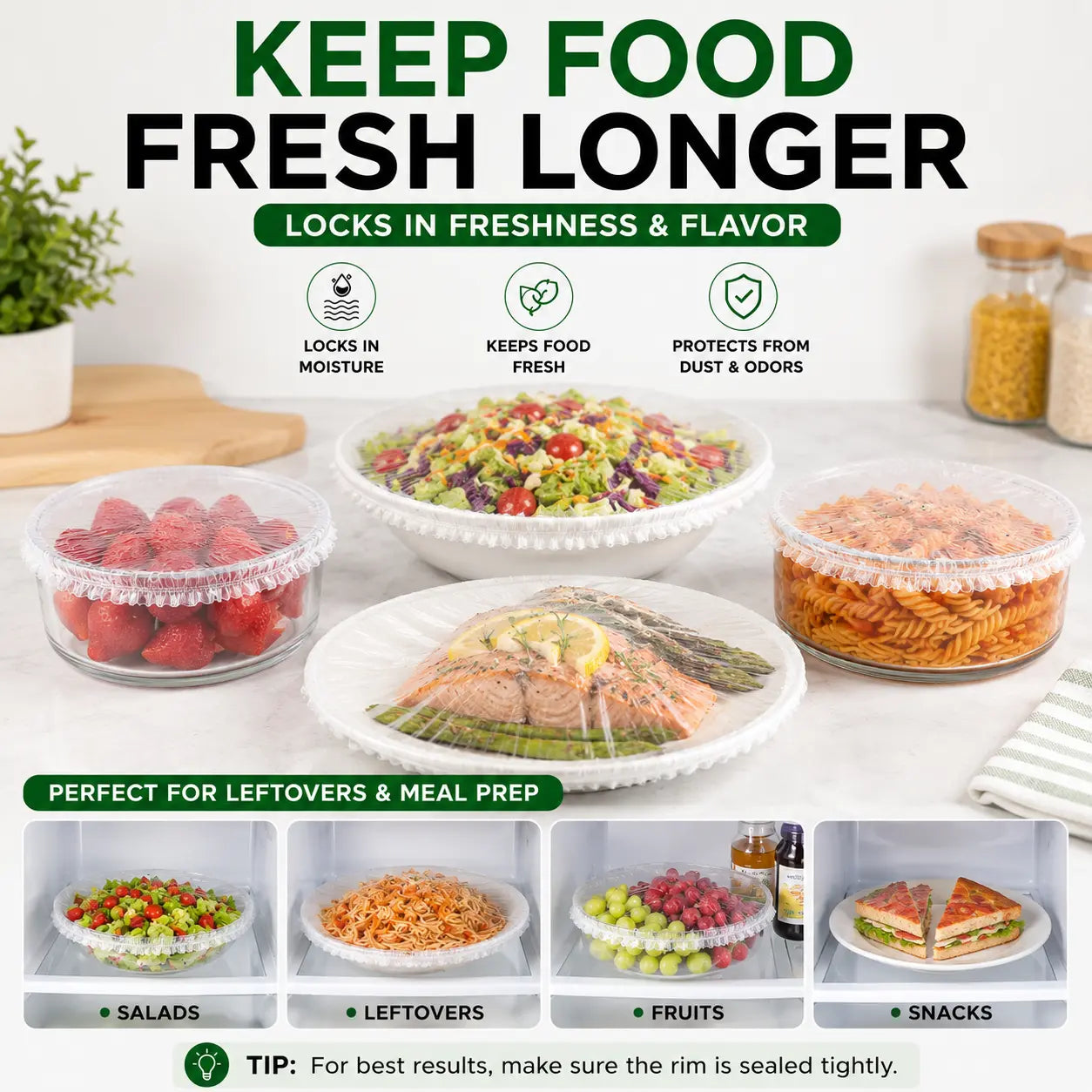 Disposable Stretch Food Covers for Easy Leftover Storage and Everyday Kitchen Prep