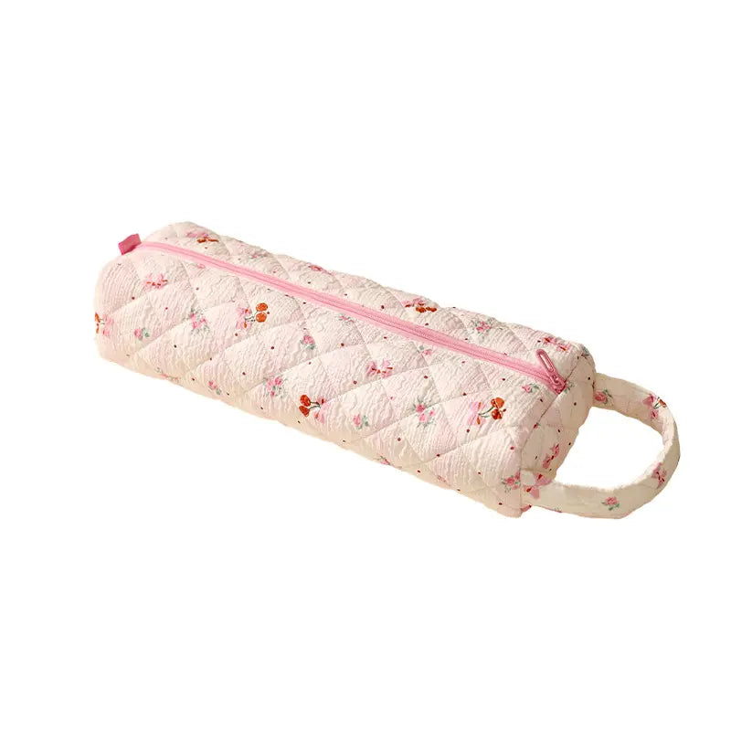 Quilted Travel Toiletry Organizer Bag with Handle for Makeup and Bathroom Storage