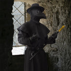 Men’s Plague Doctor Halloween Costume Set with Bird Mask Cloak and Accessories