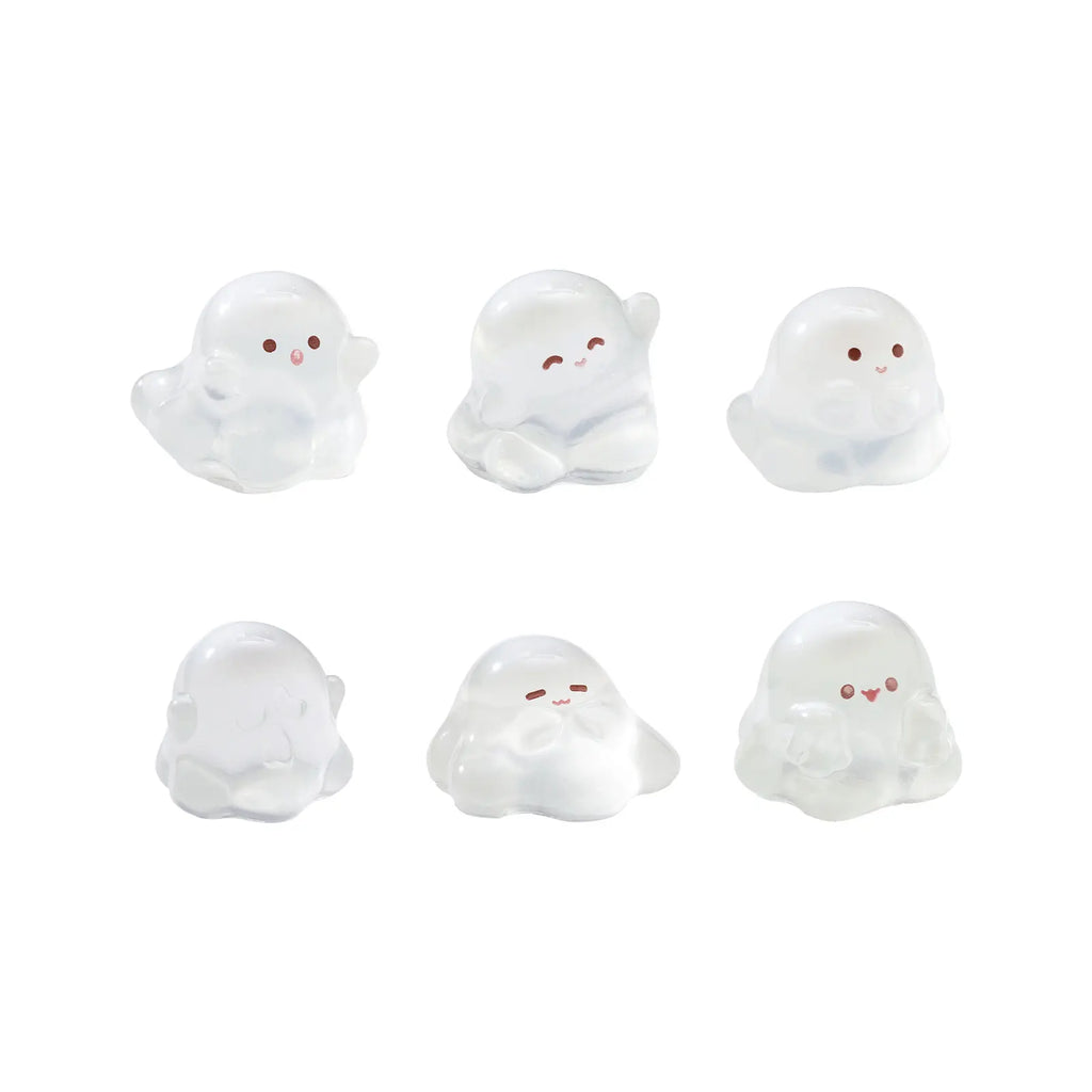 Mini Ghost Figurines Halloween Resin Decor Set for Shelves Fairy Gardens and Parties
