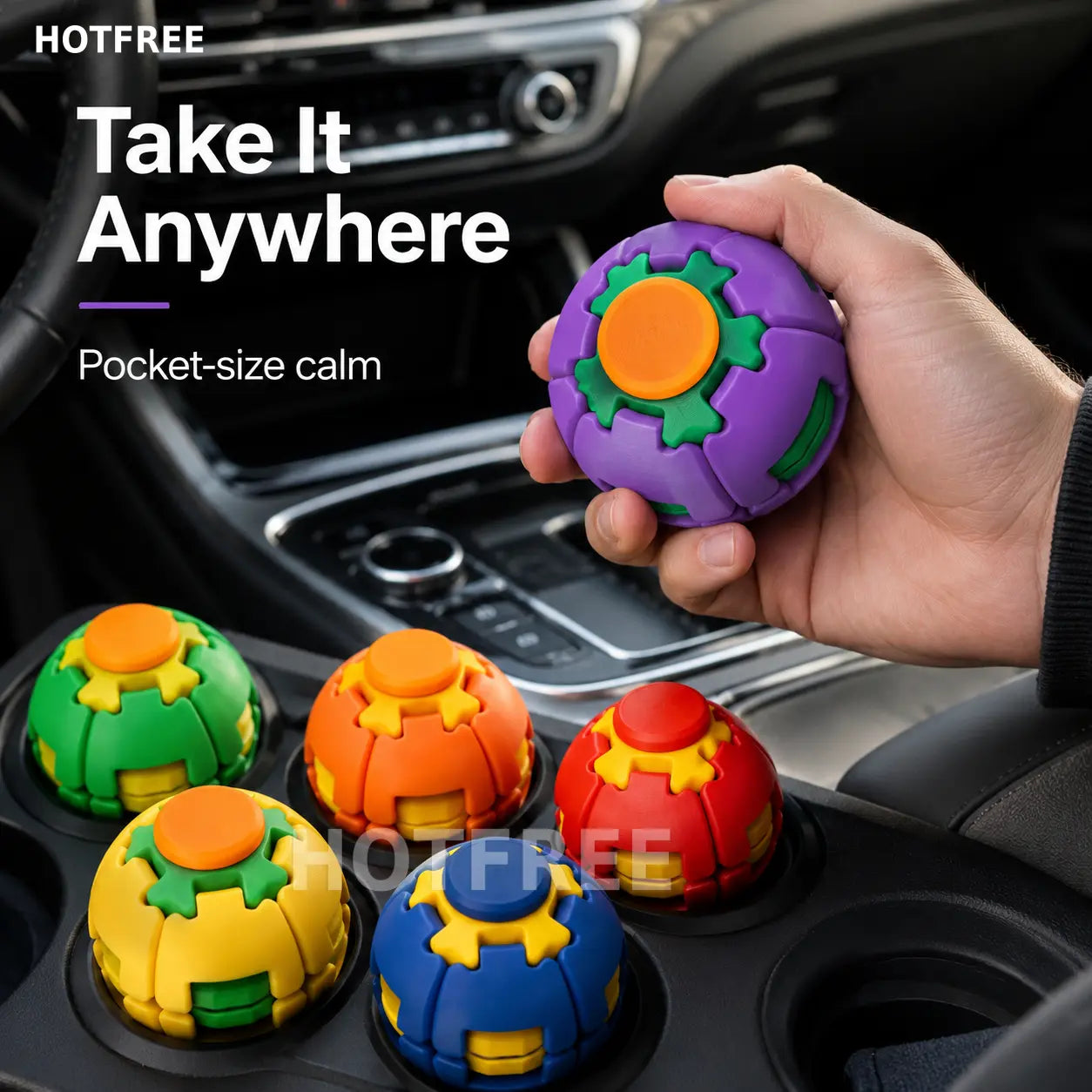 Hotfree Balle Gyroscopique Fidget Imprimée en 3D – Gadget de Bureau Anti-Stress et Anxiété à Rotation Fluide