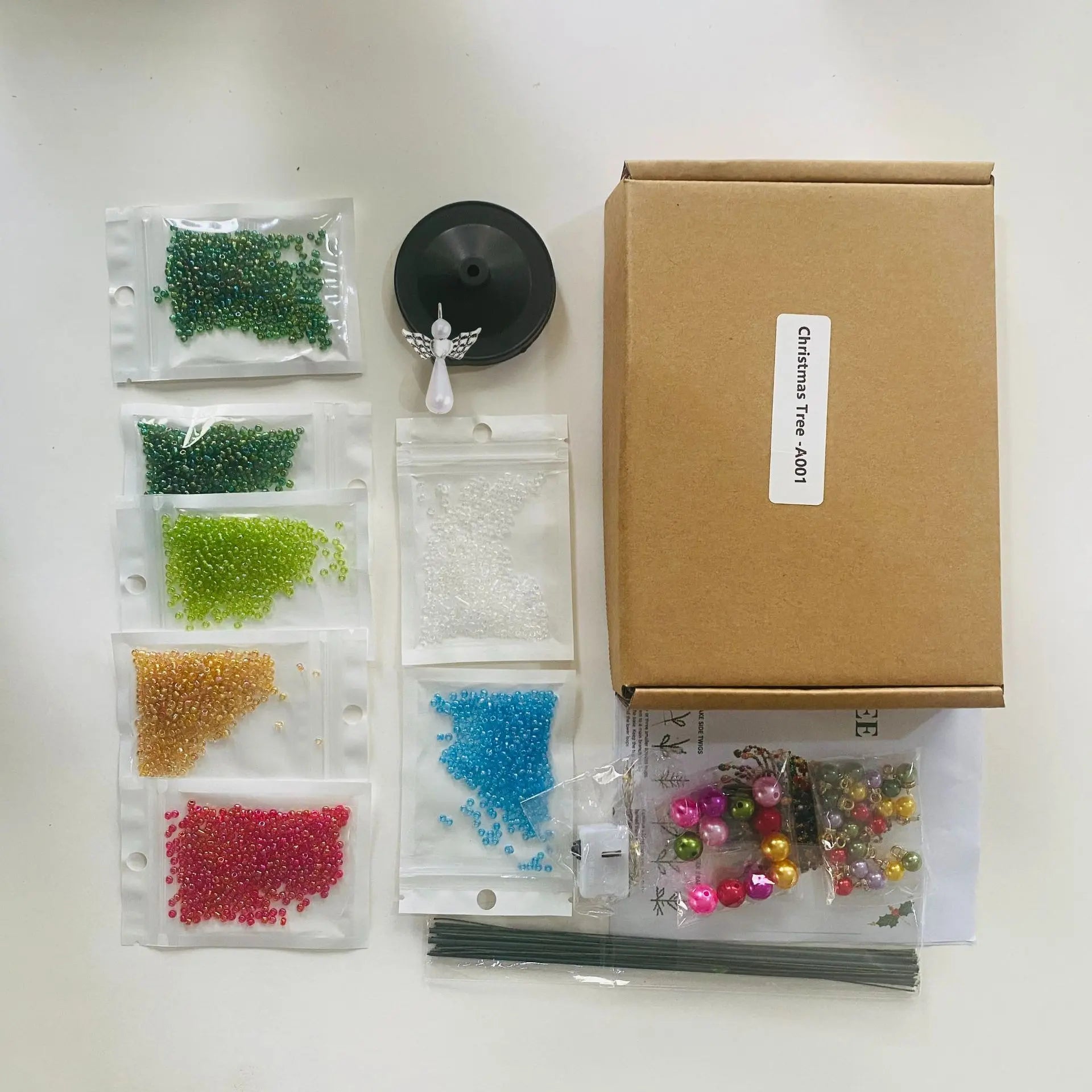 DIY Beaded Christmas Tree Kit for Mini Tabletop Holiday Decor