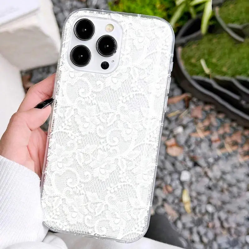 Romantic Lace Pattern Phone Case with Air Cushion Protection for Elegant Everyday Style