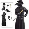 Men’s Plague Doctor Halloween Costume Set with Bird Mask Cloak and Accessories