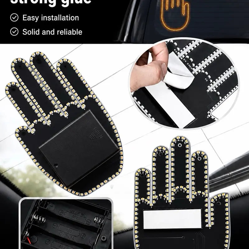LED Car Gesture Light with Remote | 4 Hand Signs | Peel & Stick