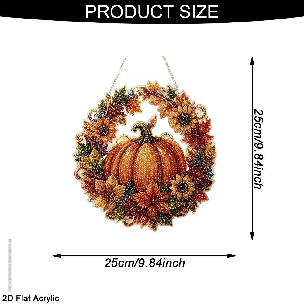Halloween Cat Pumpkin Diamond Painting Suncatcher Ornament DIY Hanging Decor Kit