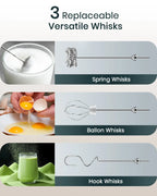Handheld Milk Frother for Coffee, Rechargeable Electric Whisk with 3 Heads 3 Speeds Drink Mixer Foam Maker For Latte, Cappuccino, Hot Chocolate, Egg，Black Friday Online Event
