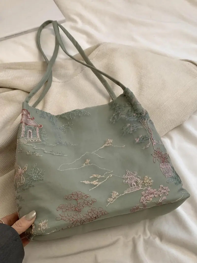 Elegant Embroidered Tassel Crossbody Bag for Women Daily Fashion Commuting and Travel