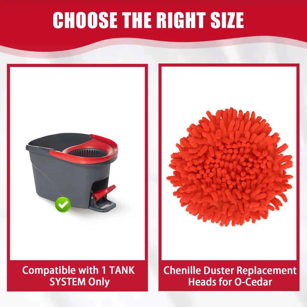 Chenille Duster Replacement Heads for O-Cedar Mop, Long-Handle Dry Cleaning Refills