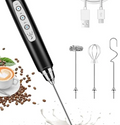 Handheld Milk Frother for Coffee, Rechargeable Electric Whisk with 3 Heads 3 Speeds Drink Mixer Foam Maker For Latte, Cappuccino, Hot Chocolate, Egg，Black Friday Online Event