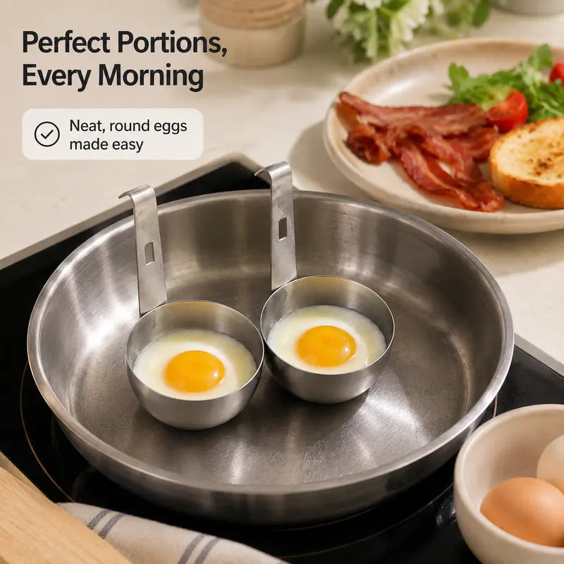 Stainless Steel Egg Poacher Cup with Hanging Hook for Easy Home Cooking
