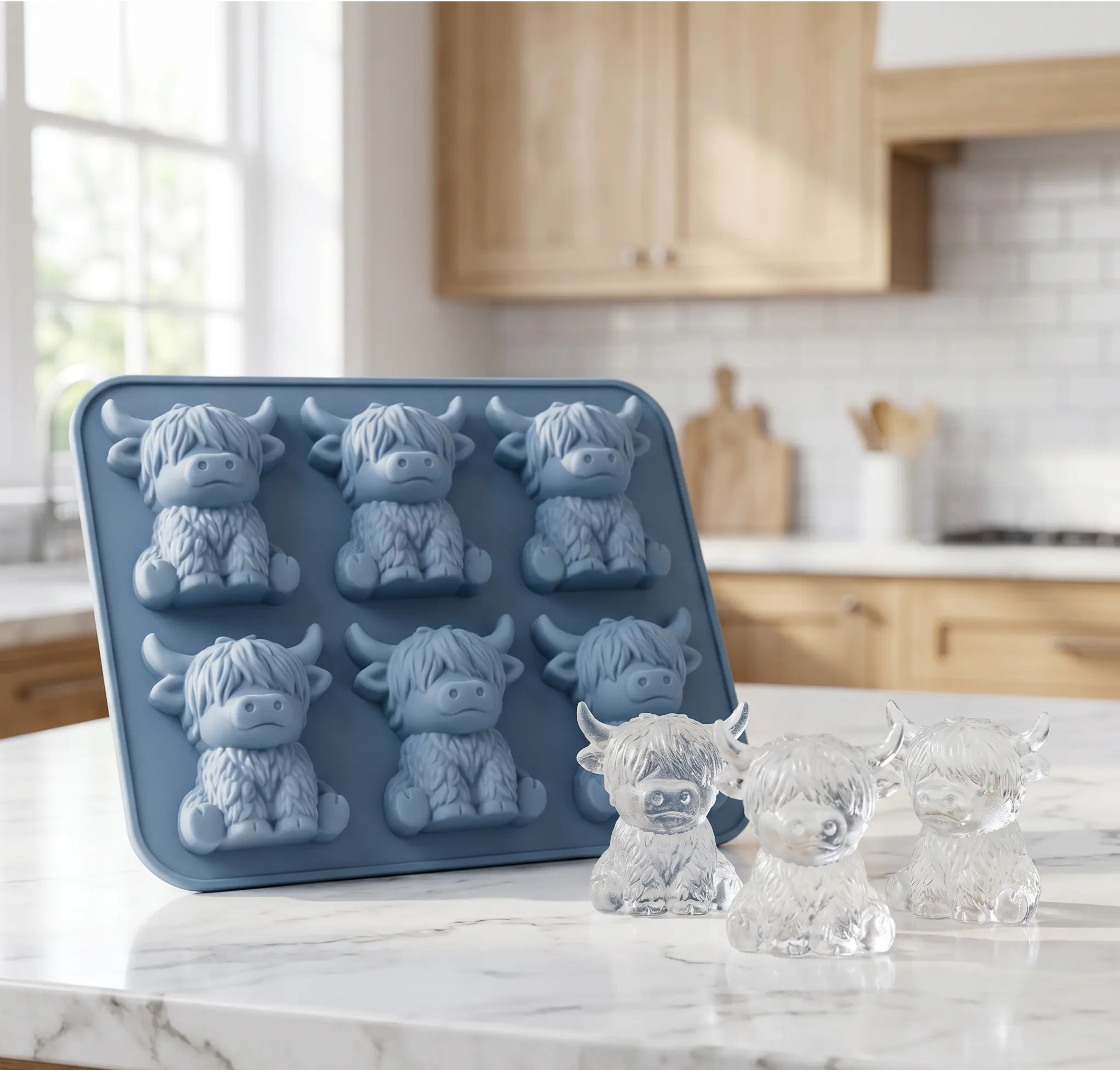 Mini Highland Cow Silicone Ice Cube Mold for Drinks and Parties