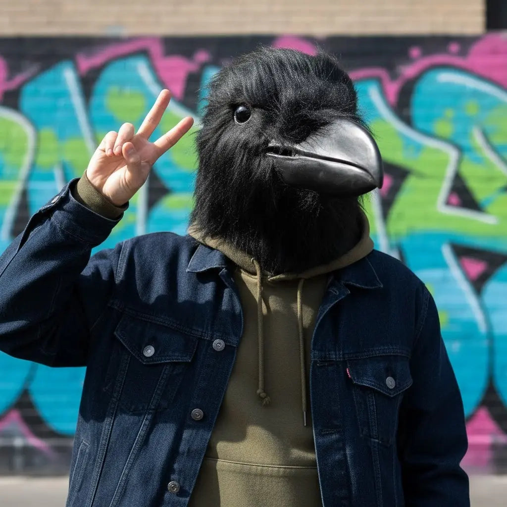 Realistic Crow Latex Mask for Halloween Party and Role Play