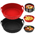 2-Pack Silicone Air Fryer Liners, 7.7" Round, Reusable Nonstick Basket Mat, Dishwasher Safe