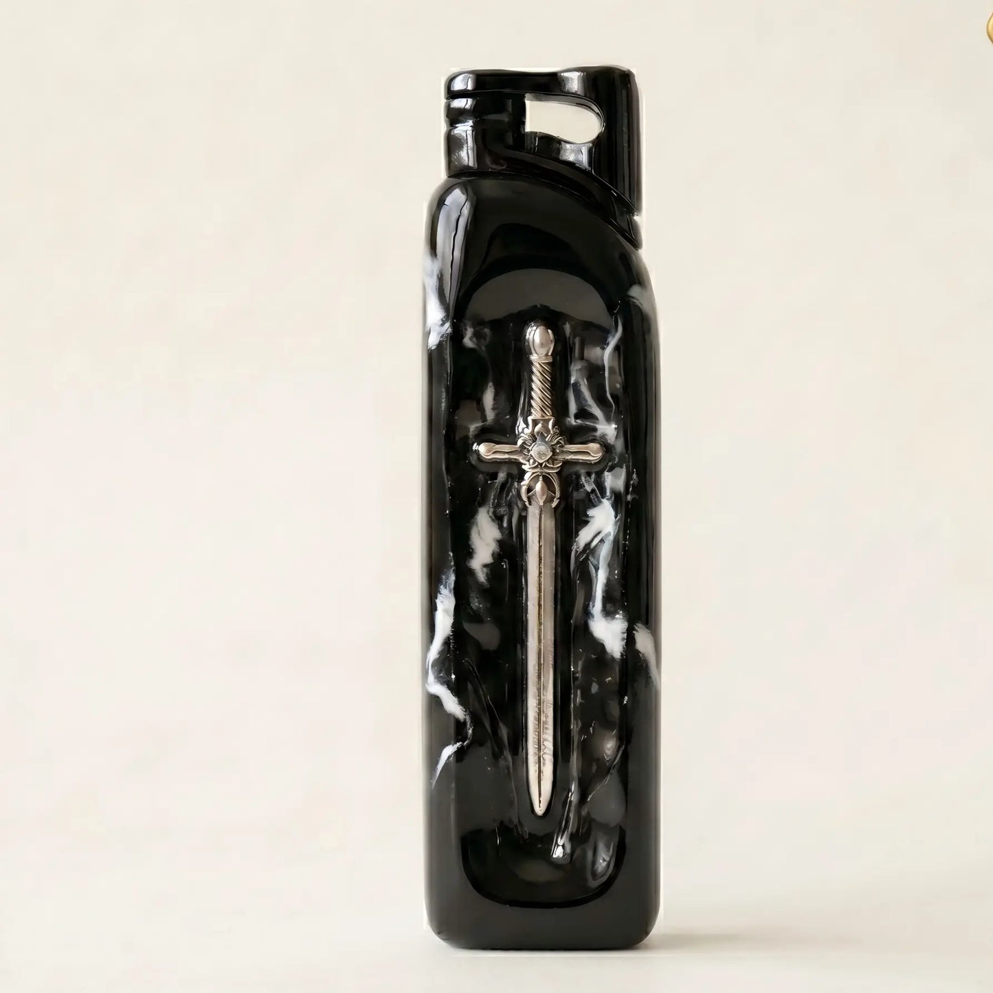 Refillable Butane Lighter with Vintage Sword Embossed Design