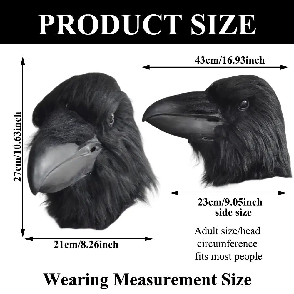 Realistic Crow Latex Mask for Halloween Party and Role Play