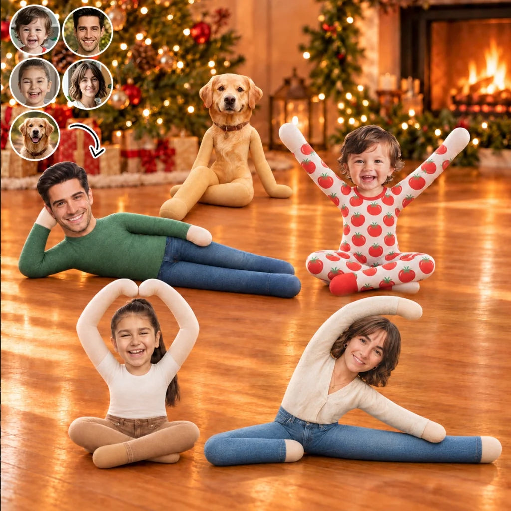 Personalized Photo Squishy Plush Doll, Family Posing by a Cozy Christmas Tree, Unique Gift for Family - 1