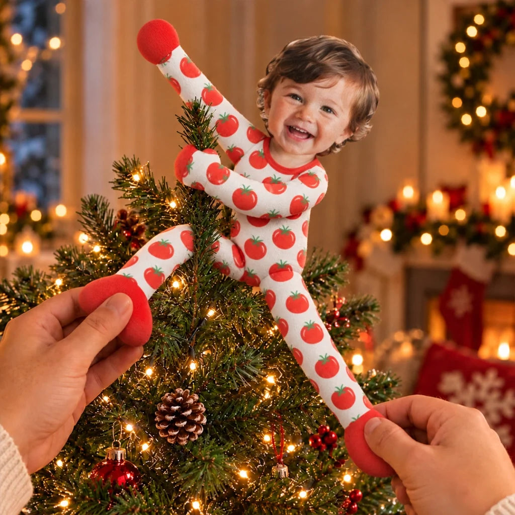 Personalized Photo Squishy Plush Doll, Family Posing by a Cozy Christmas Tree, Unique Gift for Family - 5