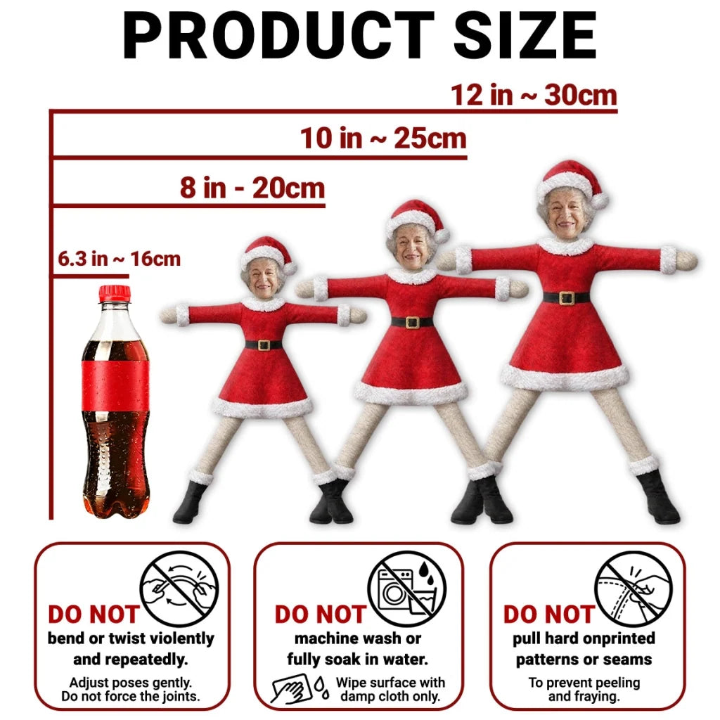 Personalized Photo Squishy Plush Doll, Playful Elf Poses in a Cozy Christmas Room, Unique Gift for Family - 2