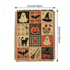 Halloween Patchwork Woven Blanket with Tassels for Sofa Bed Wall Decor