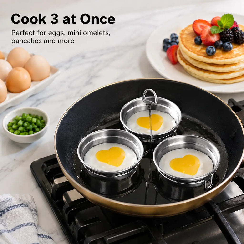 Stainless Steel 3-Cup Egg Poacher Set for Easy Breakfast Cooking