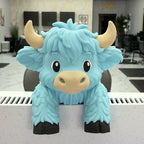 Highland Cow Monitor Buddy and Screen Sitter, 3D Printed Emotional Support Desk Companion and Office Decor