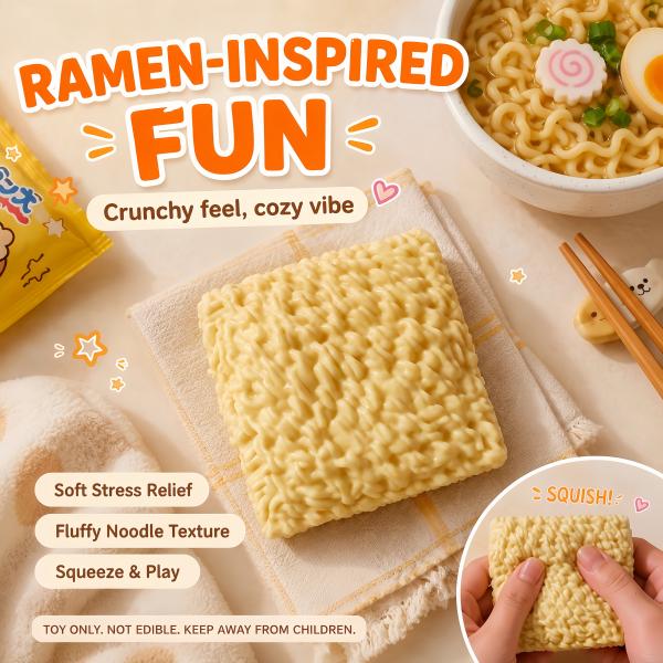 Noodle Squishy Soft Touch Collectible Toy with Crunchy Sound for Stress Relief and Fun Playtime