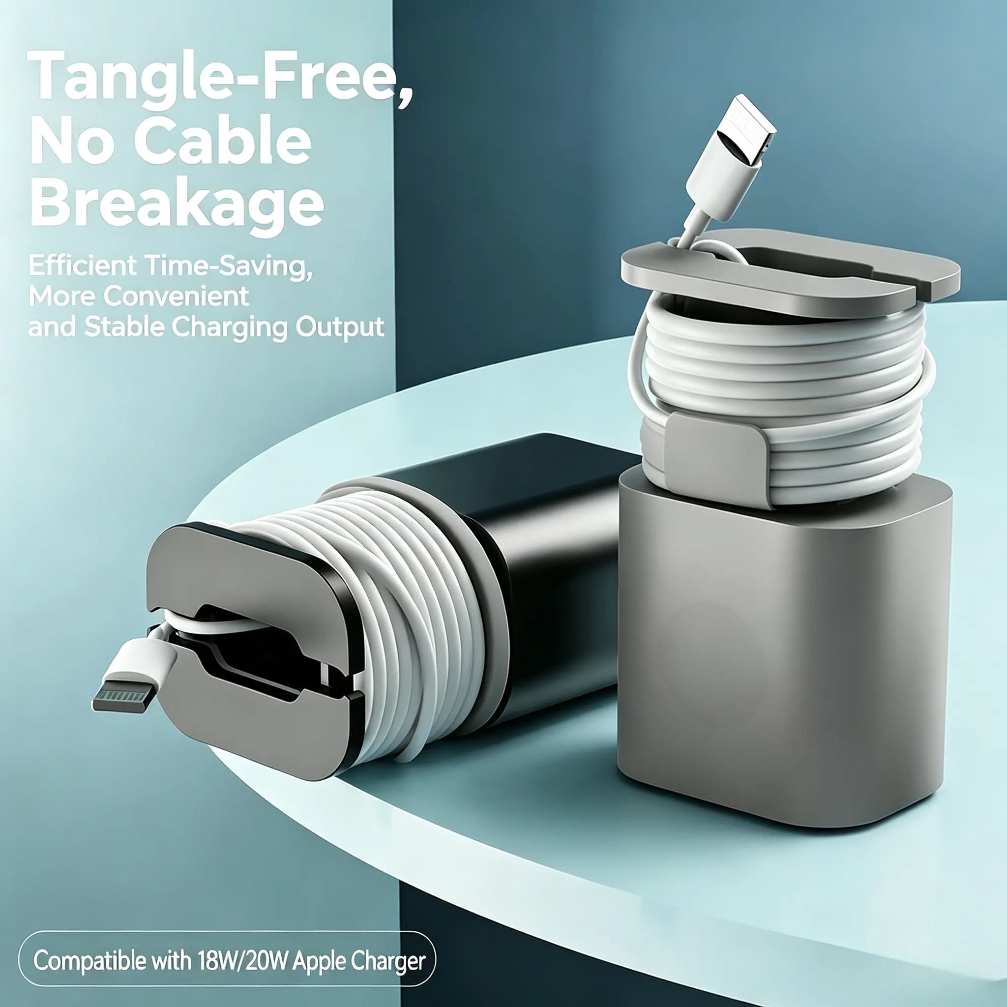 2-in-1 Charger Cord Protector with Cable Wrap for Organized Everyday Charging Setup