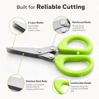 Stainless steel herb scissors, with 5 blades, multi-blade herb cutting scissors, suitable for kitchen salads