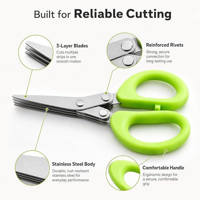 Stainless steel herb scissors, with 5 blades, multi-blade herb cutting scissors, suitable for kitchen salads