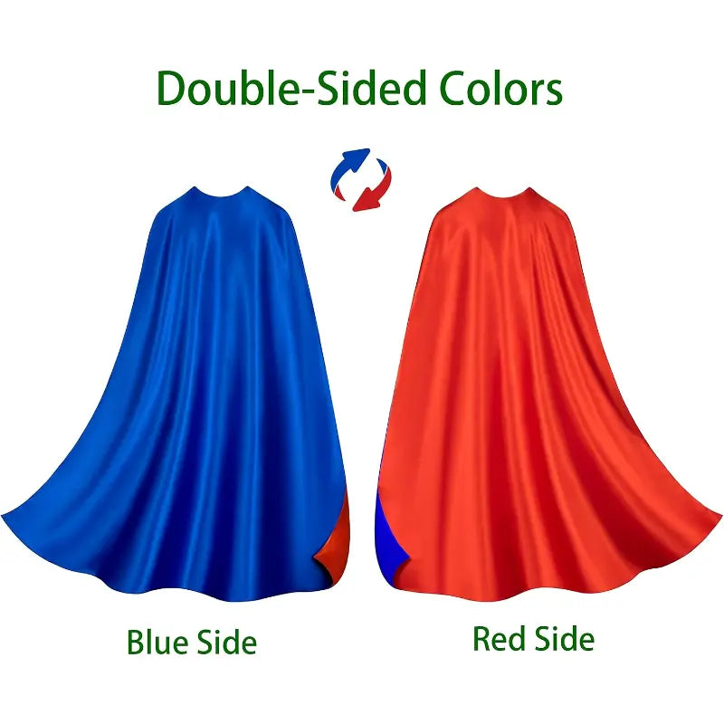 Reversible Superhero Cape and Mask Set for Halloween Parties and Costume Events
