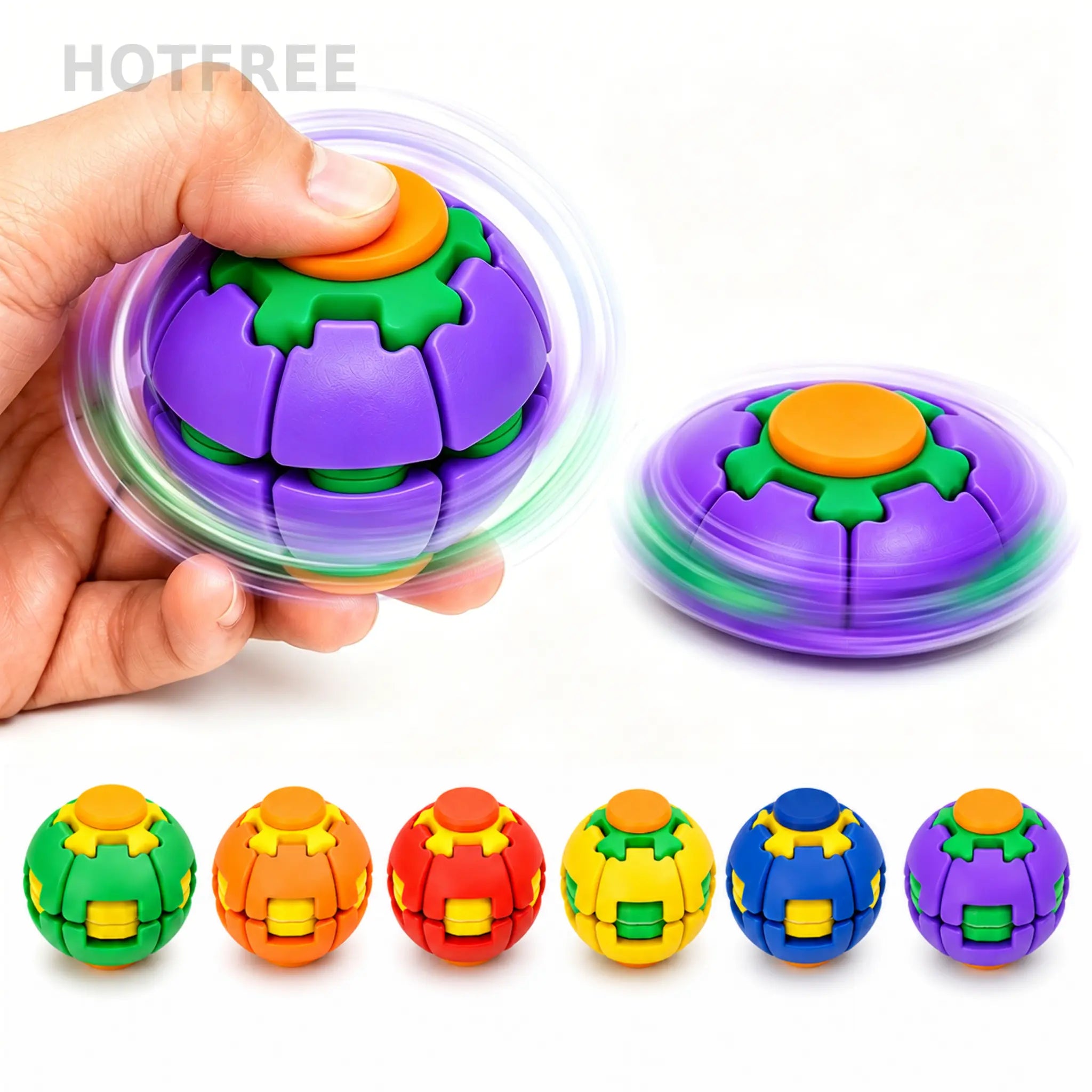 Hotfree Balle Gyroscopique Fidget Imprimée en 3D – Gadget de Bureau Anti-Stress et Anxiété à Rotation Fluide