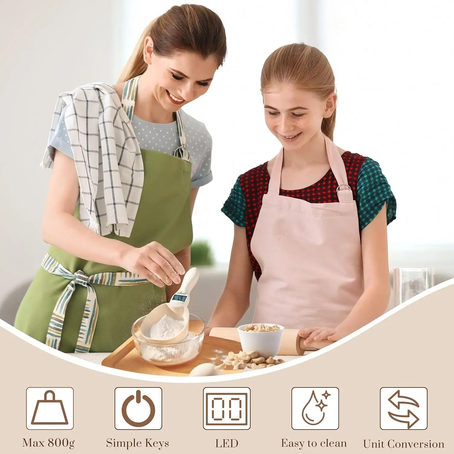 Digital Measuring Scoop Scale for Cooking Baking Pet Food and Kitchen Prep