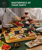 Large Bamboo Charcuterie Board Set with Knives, Ceramic Bowls & Expandable Serving Trays