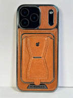 Premium Magnetic Leather Phone Case with 2-Card Wallet Holder & Foldable Kickstand for iPhone