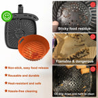 2-Pack Silicone Air Fryer Liners, 7.7" Round, Reusable Nonstick Basket Mat, Dishwasher Safe