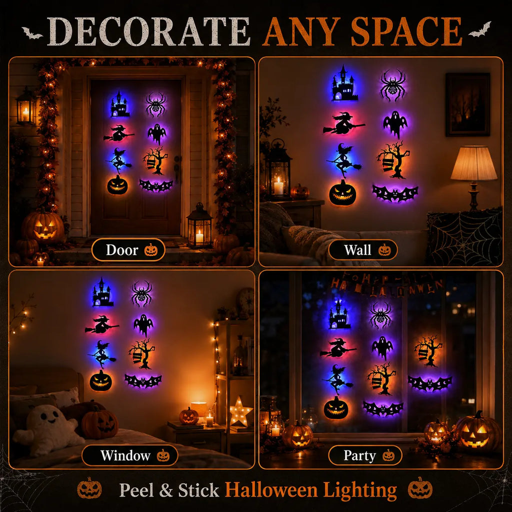 Halloween LED Silhouette Wall Decor Set for Spooky Home Party Decorations