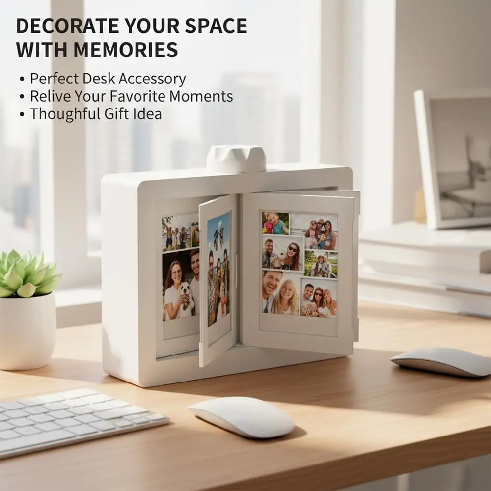 Rotating Photo Album Frame Box for Photocard Display and Desktop Memory Decor