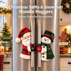 Christmas Santa Snowman Handle Covers for Festive Kitchen and Holiday Home Decor