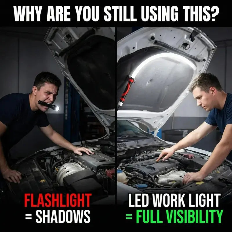 Flexible Rechargeable LED Work Light for Garage Repairs Camping and Emergency Use