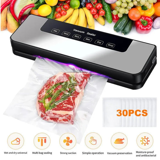 Machine de mise sous vide, scelleuse alimentaire automatique avec puissance d'aspiration, comprend des sacs et un coupe-sacs, fonctionnement à une touche, modes sec/humide, sacs gratuits, idée cadeau parfaite pour Noël et le Nouvel An